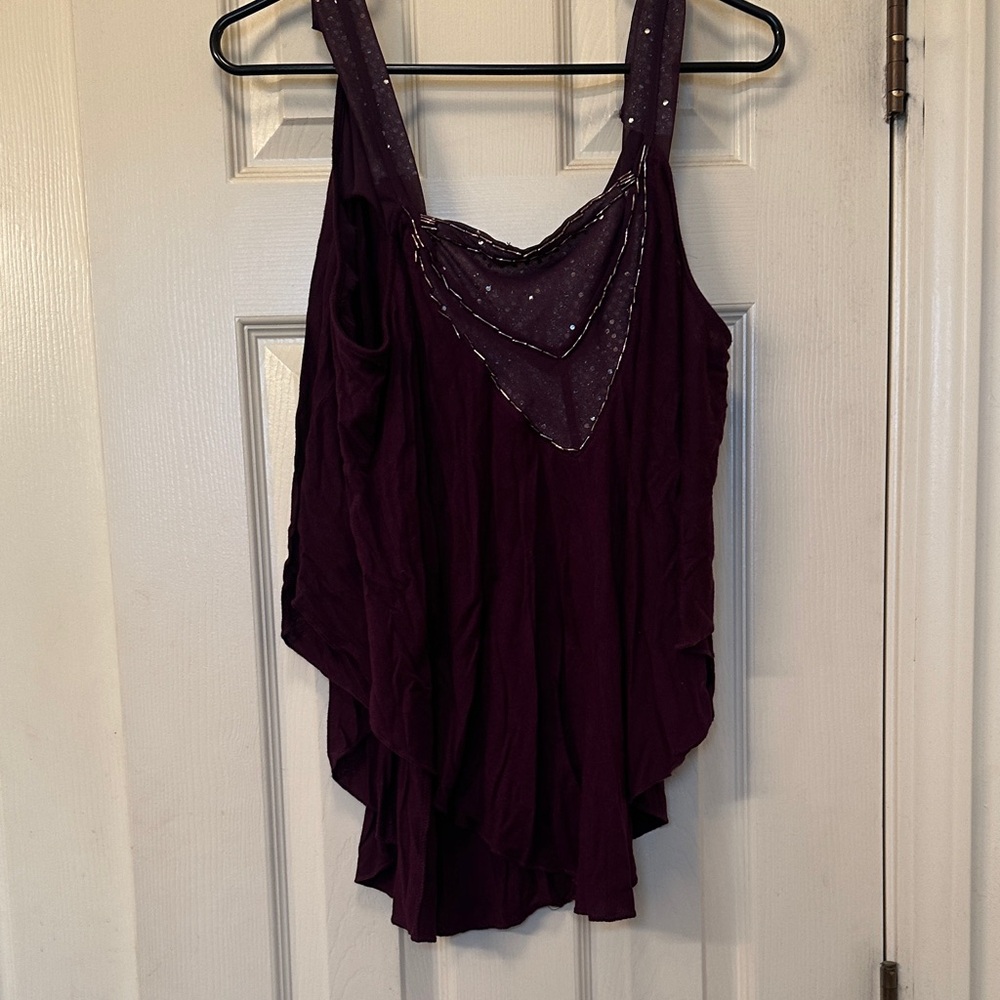 Express Deep Purple Tank Top with Embellished Straps